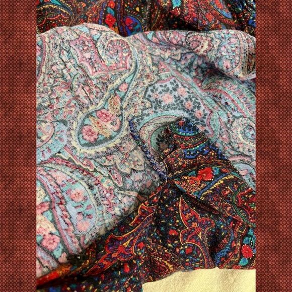 Vintage 1980s Kathie Lee Dress Paisley Dark Academia Purple Blue Sz S/M - Picture 9 of 9